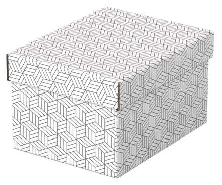 esselte pack de 3 cajas pequeñas de almacenamiento con tapa 200x150x255mm carton 100% reciclado y reciclable diseño blanco con dibujo