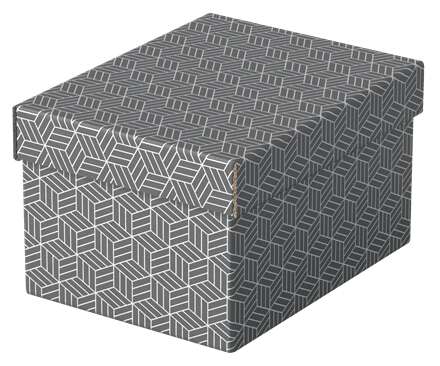 esselte pack de 3 cajas pequeñas de almacenamiento con tapa 200x150x255mm carton 100% reciclado y reciclable diseño gris con dibujo