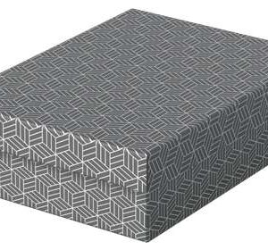 esselte pack de 3 cajas medianas de almacenamiento con tapa 265x100x360mm carton 100% reciclado y reciclable diseño gris con dibujo