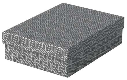 esselte pack de 3 cajas medianas de almacenamiento con tapa 265x100x360mm carton 100% reciclado y reciclable diseño gris con dibujo