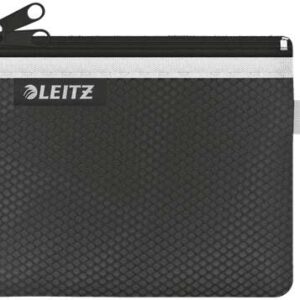 leitz wow bolsa porta todo pequeña 2 compartimentos tamaño 105x6x140mm lavable y duradera cierre de cremallera color negro