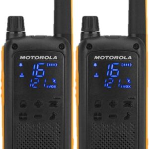 motorola tlkr t82 extreme pack 2 walkie talkies 16 canales pmr446 y 121 codigos alcance de hasta 10km en campo abierto autonomia hasta 18h color negro/amarillo
