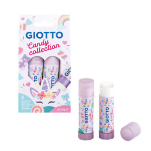 giotto candy collection pack de 2 barras de pegamento mediano 20gr secado rapido apto para uso escolar