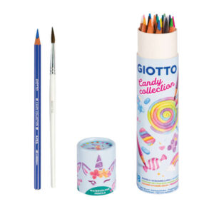 giotto candy collection acquarell bote de 18 lapices de colores acuarelables hexagonales + pincel colores surtidos