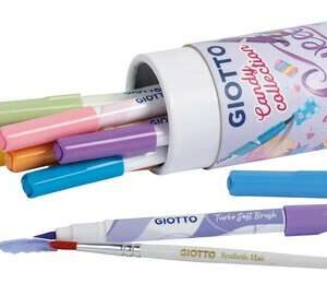 giotto candy collection turbo soft brush bote de 12 rotuladores punta pincel + pincel colores pastel surtidos