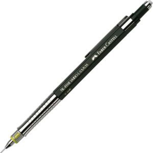 faber castell tk fine vario l portaminas hb 0.35mm con goma de borrar clip de metal color verde