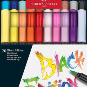 faber castell black edition pack de 20 rotuladores punta pincel tinta a base de colorantes alimentarios colores surtidos