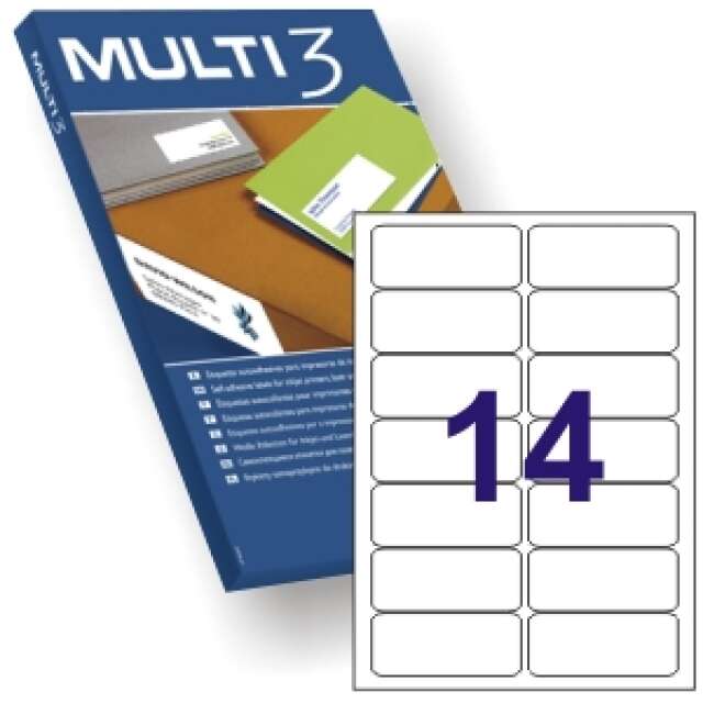 multi3 pack de 1400 etiquetas blancas cantos redondeados tamaño 99,1x38,1mm adhesivo permanente aptas para impresion ink jet y laser