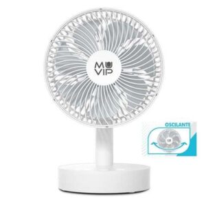 muvip ventilador de sobremesa portatil oscilante 12w 19cm de diametro 4 velocidades oscilacion hasta 70º angulo ajustable hasta 90º autonomia hasta 11h color blanco