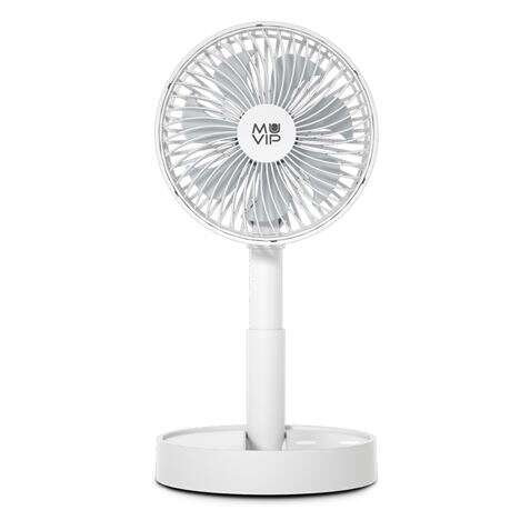 muvip ventilador de sobremesa portatil plegable 5w 15cm de diametro 4 velocidades angulo ajustable hasta 90º autonomia hasta 12h color blanco