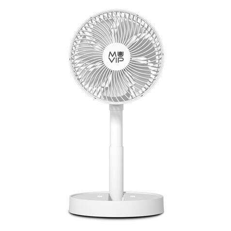 muvip ventilador de sobremesa portatil plegable 6.5w 19cm de diametro 4 velocidades angulo ajustable hasta 90º autonomia hasta 21h color blanco