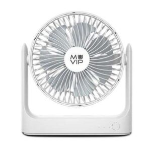 muvip ventilador de sobremesa portatil 5.5w 18cm de diametro 3 velocidades angulo ajustable hasta 360º autonomia hasta 15h color blanco
