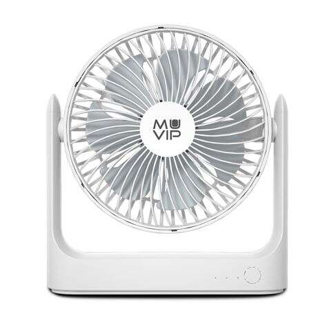 muvip ventilador de sobremesa portatil 5.5w 18cm de diametro 3 velocidades angulo ajustable hasta 360º autonomia hasta 15h color blanco