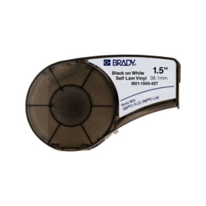 brady m21 1500 427 cinta de etiquetas original de vinilo envolventes y autolaminables texto negro sobre fondo blanco ancho 38.1mm x 4.30 metros