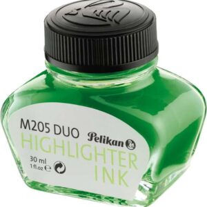 pelikan tinta 4001 no.78 frasco 30ml asegura el perfecto funcionamiento de la estilografica color verde fluorescente