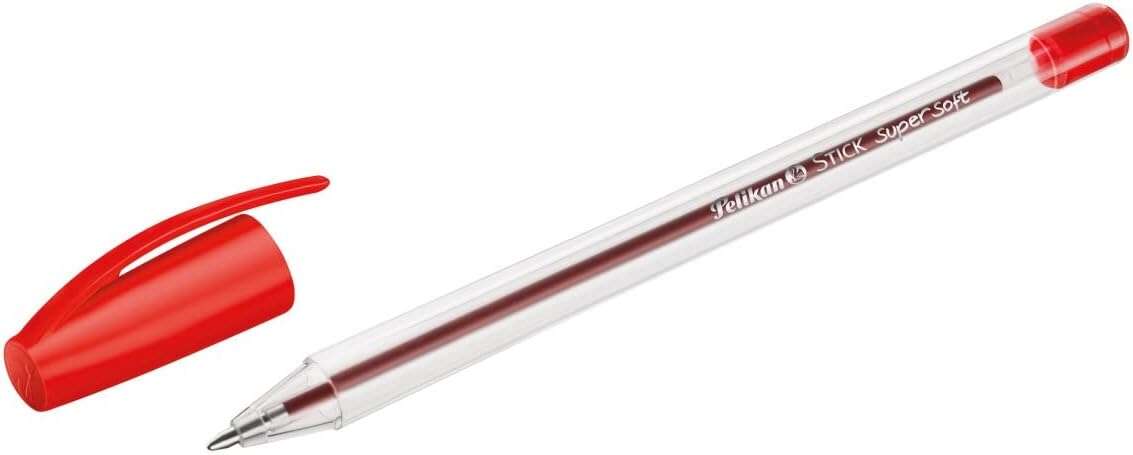 pelikan stick super soft boligrafo trazo 1mm tinta super fluida empuñadura triangular color rojo