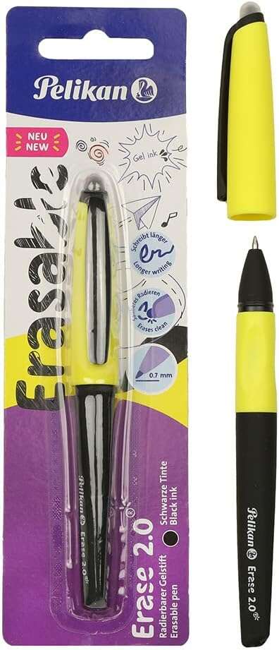 pelikan roller erase 2.0 boligrafo empuñadura ergonomica antifatiga duracion larga de la tinta cuerpo del mismo color de escritura color negro