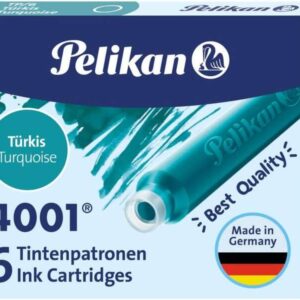 pelikan caja de 6 cartuchos 4001 tp/6 recambio para plumas estilograficas color azul turquesa