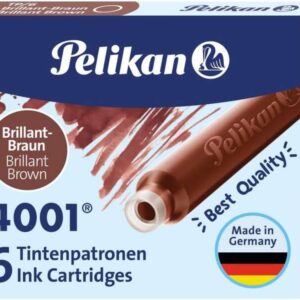pelikan caja de 6 cartuchos 4001 tp/6 tinta de alta calidad compatible con plumas estilograficas color marron