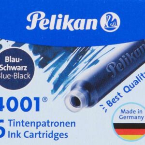 pelikan caja de 6 cartuchos 4001 tp/6 tinta de alta calidad compatible con plumas estilograficas color azul/negro