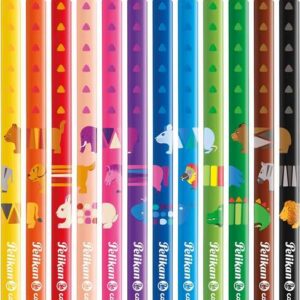pelikan caja de 12 lapices de colores jumbo triangulares mina antirotura certificacion fsc