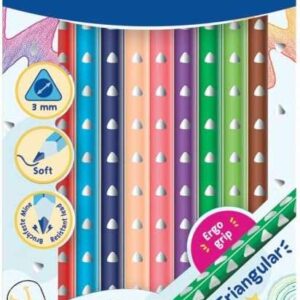 pelikan caja de 12 lapices de colores triangulares finos mina antirotura fsc