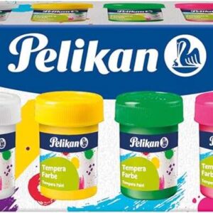 pelikan set de 6 tempera escolar botes 25ml facil de mezclar ideal para proyectos escolares