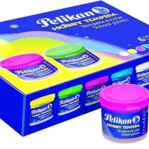 pelikan pack de 6 botes de tempera 40ml + pincel consistencia pastosa resistente a la luz colores surtidos