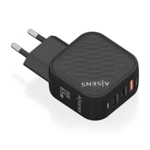 aisens cargador gan 65w 2xusb c pd3.0 qc4.0 1xusb a qc3.0