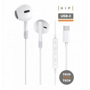 techonetech ear tech hip auriculares intraurales usb c microfono integrado asistente voz cable de 1.20m
