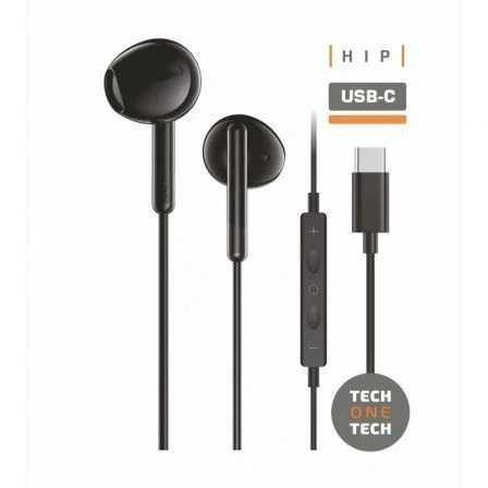 techonetech ear tech hip auriculares intraurales usb c microfono integrado asistente voz cable de 1.20m