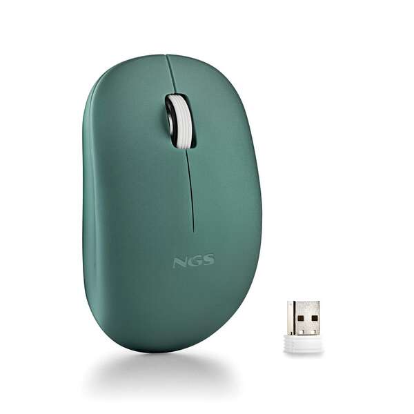 ngs raton inalambrico con teclas silenciosas 2 botones ambidiestro color verde