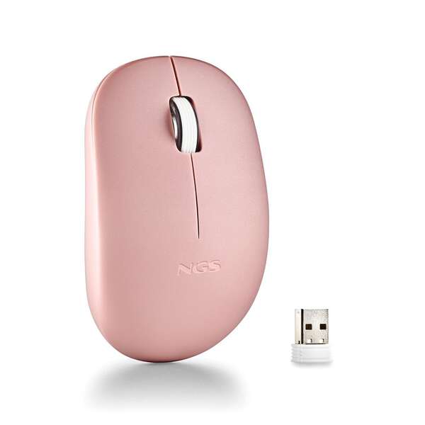 ngs raton inalambrico con teclas silenciosas 2 botones ambidiestro color rosa