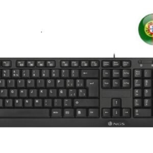 ngs cocoa kit teclado multimedia y raton con cable qwerty portugues 12 teclas multimedia color negro