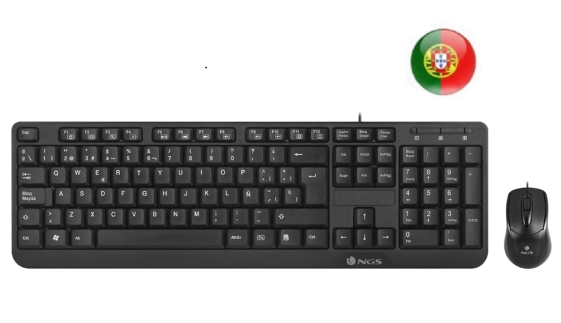ngs cocoa kit teclado multimedia y raton con cable qwerty portugues 12 teclas multimedia color negro