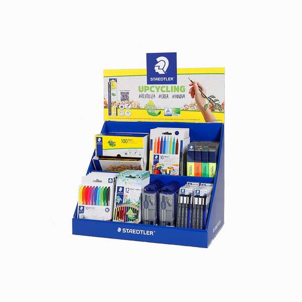 staedtler expositor de sobremesa con 8ud 185 c12, 5ud 364 s wp4p, 6ud 326 c10, 10ud 308 s1 wp3, 1ud 120hbca1 p, 10ud 550 60, 5ud 4320 mc10 y 2ud de regalo 120 2