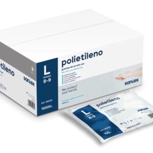 santex polietileno pack de 100 guantes de polietileno talla l sin polvo libre de latex no esteriles transparentes