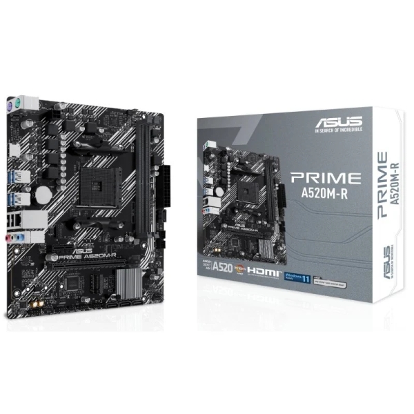 asus prime a520m r placa base amd4 2x ddr4 hdmi, m.2, pci express, 4x sata iii, usb 2.0, 3.2, rj 45, microatx