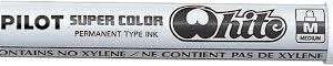 pilot super color rotulador permanente medio punta de 4,5mm de poliacetal tinta muy densa y opaca cuerpo metalico color blanco