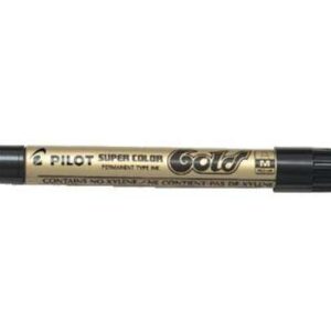 pilot super color rotulador permanente medio punta de 4,5mm de poliacetal tinta muy densa y opaca cuerpo metalico color oro