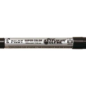 pilot super color rotulador permanente medio punta de 4,5mm de poliacetal tinta muy densa y opaca cuerpo metalico color plata