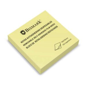 bismark taco de 100 notas adhesivas 76x76mm adhesion fuerte facil de usar color amarillo