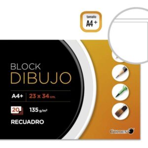 golden cuaderno de dibujo a4+ con 20 hojas papel de 135gr recuadro interior tamaño a4