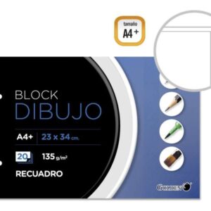 golden bloc de dibujo a4+ 20 hojas con recuadro interior papel de 135gr encolado con 2 taladros