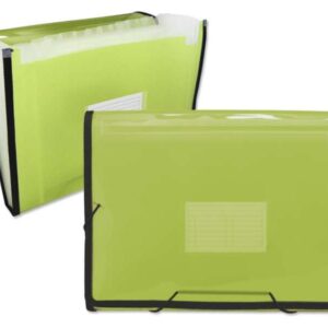ingraf carpeta frame fuelle 13 departamentos tamaño a4 polipropileno translucido gomas y solapas color verde