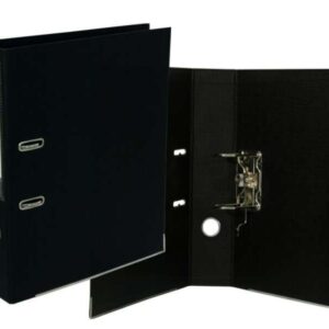 bismark archivador a z formato folio pvc de gran resistencia tarjetero en el lomo cartoneras metalicas en el borde inferior mecanismo de palanca color negro