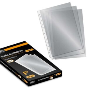 ingraf pack de 100 fundas multitaladro folio transparente 70 micras acabado en cristal