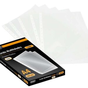ingraf pack de 100 fundas multitaladro a4 transparentes 70 micras acabado en cristal