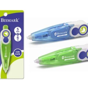 bismark cinta correctora 5mmx6m sistema retro que oculta el extremo perfecta adherencia al papel presentacion en blister individual colores surtidos aleatorios