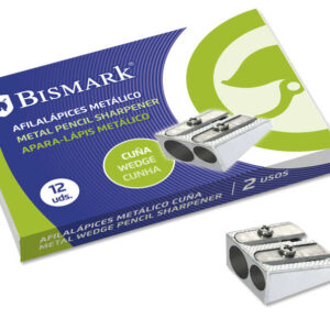 bismark afilalapiz metalico doble para lapices normales o gruesos color acero